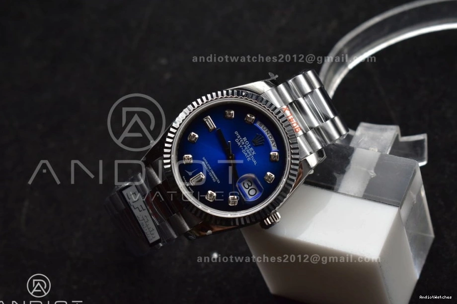 Weight) SS Best 677 Edition 36 QF V5 Dial DayDate on Diamond (Gain Steel FlexibleFit Blue Bracelet vr3255 President 904L 0918